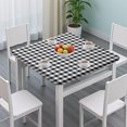 thumbnail image 3 of Black White and Gray Checkerboard Pattern Square Fitted Tablecloth with Elastic Edge,Square Table Cover,Washable Elastic Table Cover for Home Kitchen Party Decor 34"x34", 3 of 6