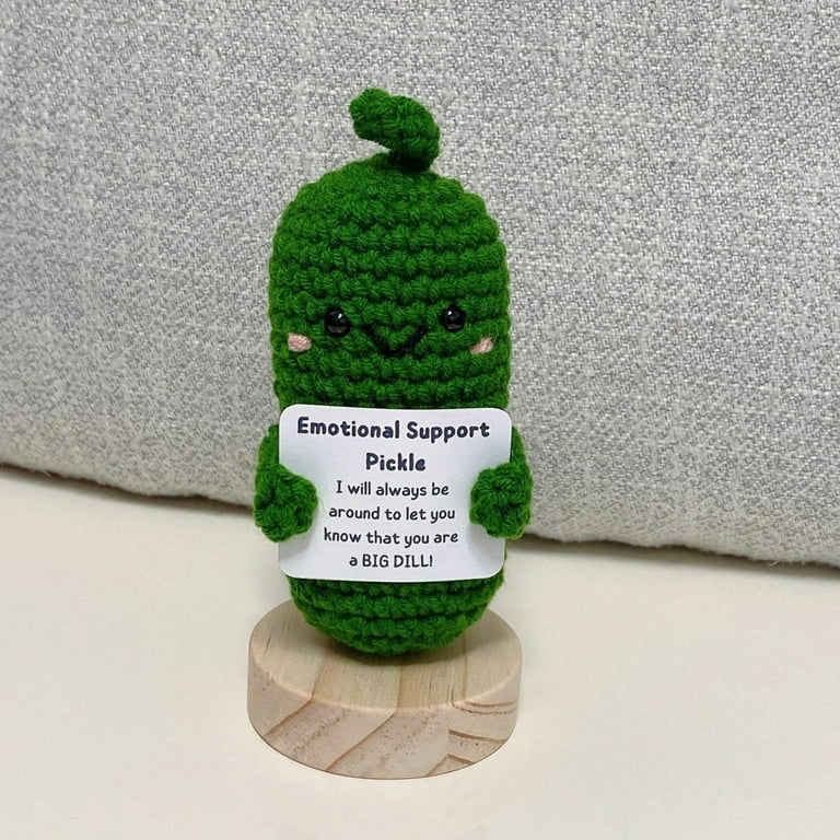 Adorable Pickled Cucumber Toy Handwoven Pickle Knitting Doll Adorable Emotional  Support Plush Toy with Super Soft