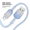thumbnail image 5 of Powertek Frosty MFi Certified USB-A to Lightning Braided Charging Cable, 6 ft, Blue, 5 of 7