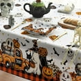 thumbnail image 4 of Halloween Tablecloth 60×60 Inch Square, Buffalo Plaid Jack-O-Lantern Pumpkin Bats Ghost Truck Washable Table Cover for Party Picnic Dinner Decor, 4 of 6