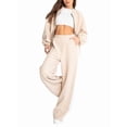 thumbnail image 2 of Women'S 2 Piece Outfits Oversized Casual Zip Up Long Sleeve Sweatshirt with Wide Leg Sweatpants Apricot XL, 2 of 9