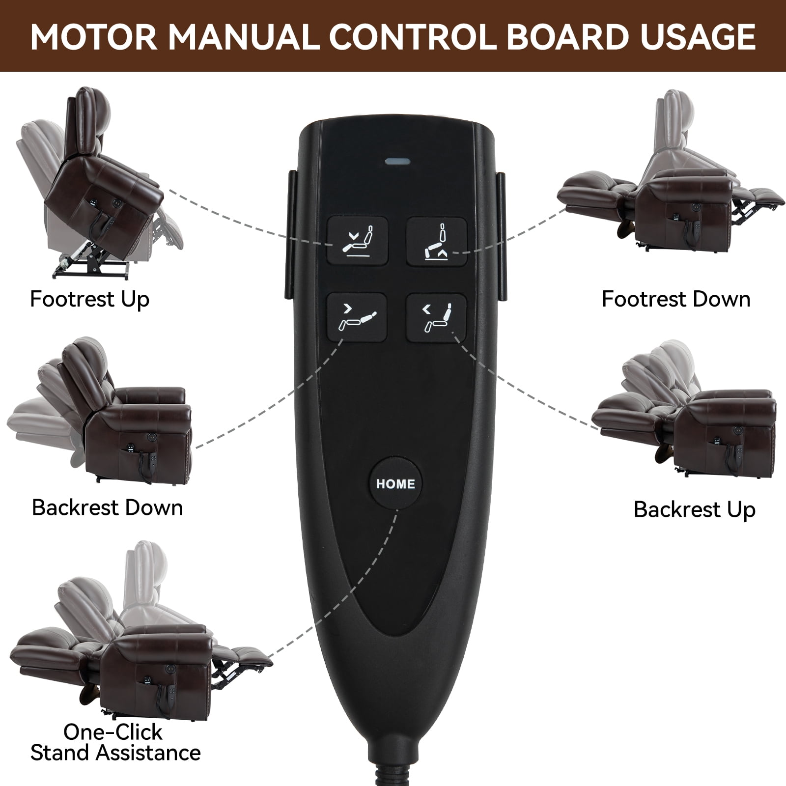 Alvantor Large Power Lift Recliner Chair for Elderly with Massage and Heat Faux Leather Electric Recliners Chair with USB Ports for Living Room Antique Brown