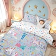 thumbnail image 3 of meiyoeat Cute Unicorn L Initial Twin Duvet Cover for Kids, Cartoon Monogram Twin Bedding, Blue Multicolor, Colorful Star Reversible, 2pcs, 1 Duvet Cover and 1 Pillowcase, 3 of 6