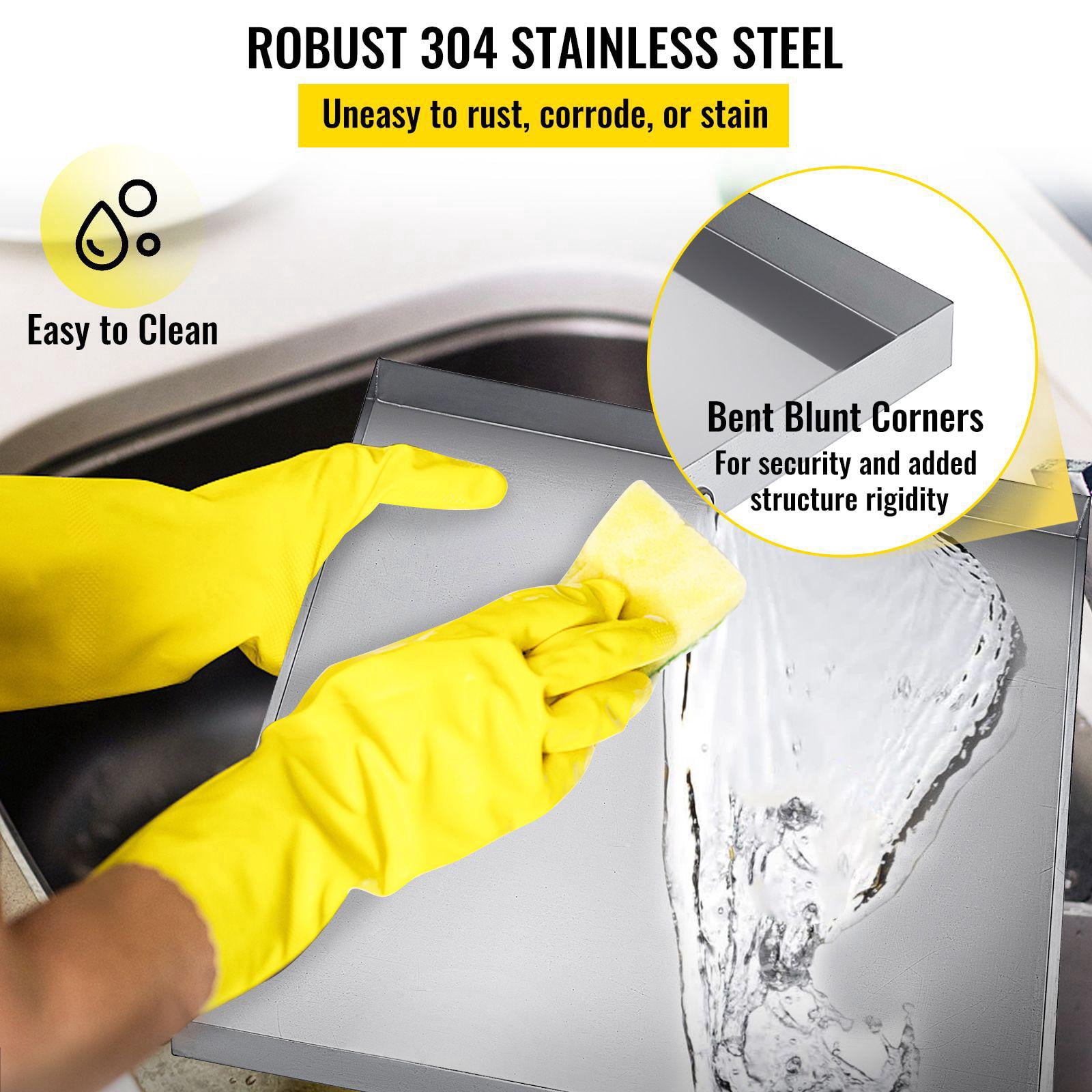 32 x 32 x 2.5 Inch 18 GA 304 Stainless Steel Heavy Duty Washing Machine Drip Tray with Drain Hole and Hose Connector