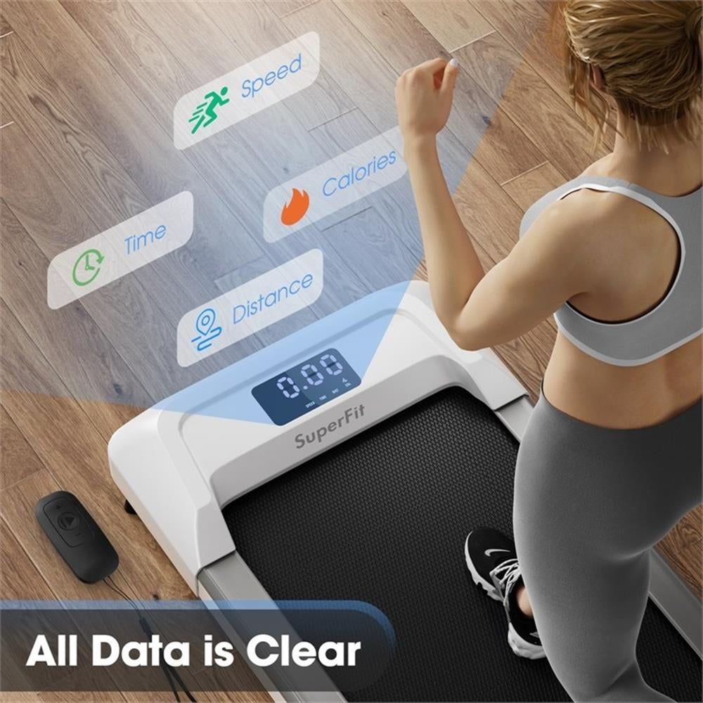 Pemberly Row Walking Pad with 265 lbs Capacity Remote Control Treadmill in Gray