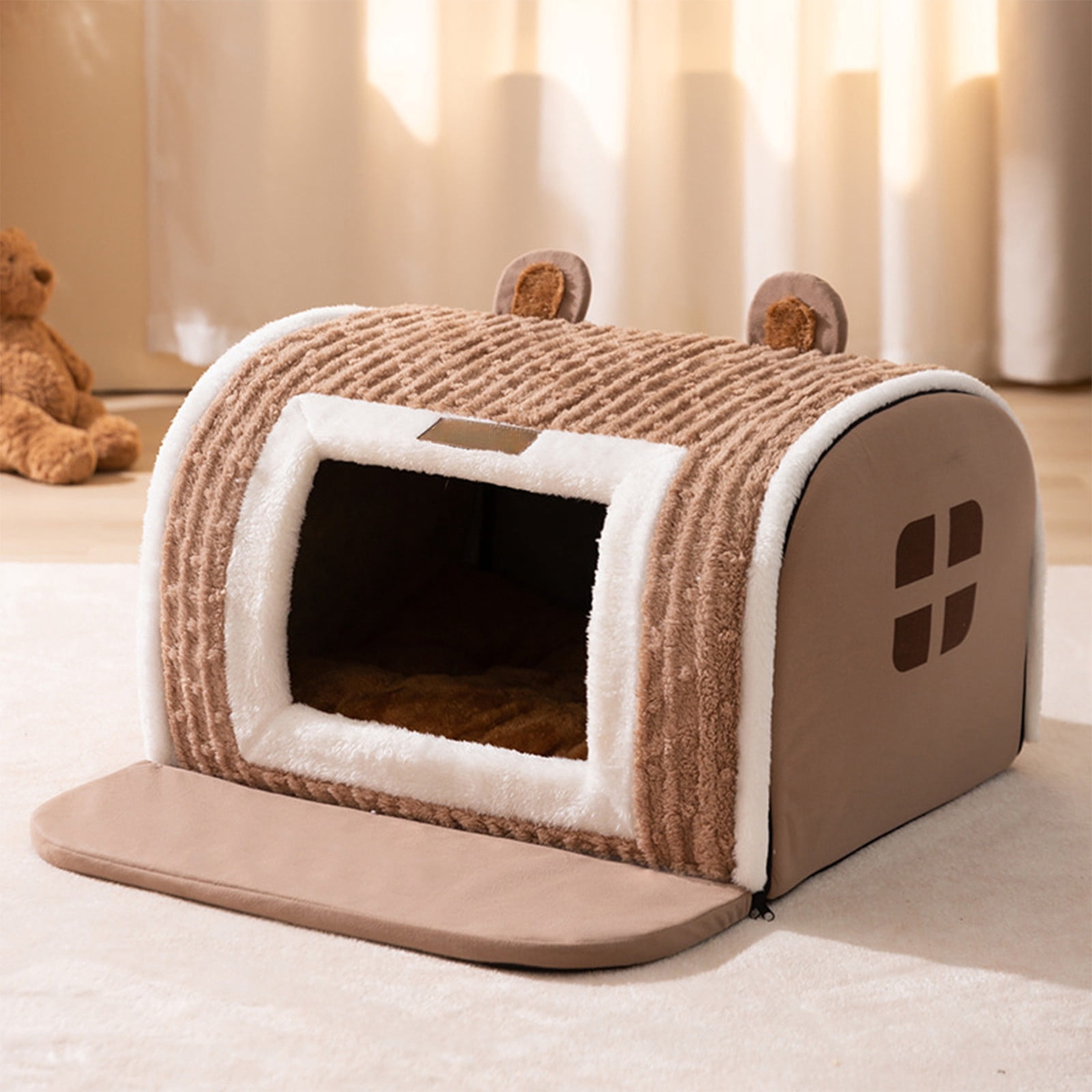 Winter Warm Pet Bed Villa,Removable Washable Cats Dog Bed,Two-Purpose Soft Pet Nests Mat,Pet Bed for Small Pets Under 5 Catties,Warm Cats Dog Pet Nests Mat