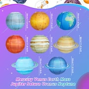 Naler 8 Pcs Planet Paper Lanterns, 12 Outer Space Party Decorations, Solar System Planets Lantern for Kids Space Theme Party Birthday Room Decorations