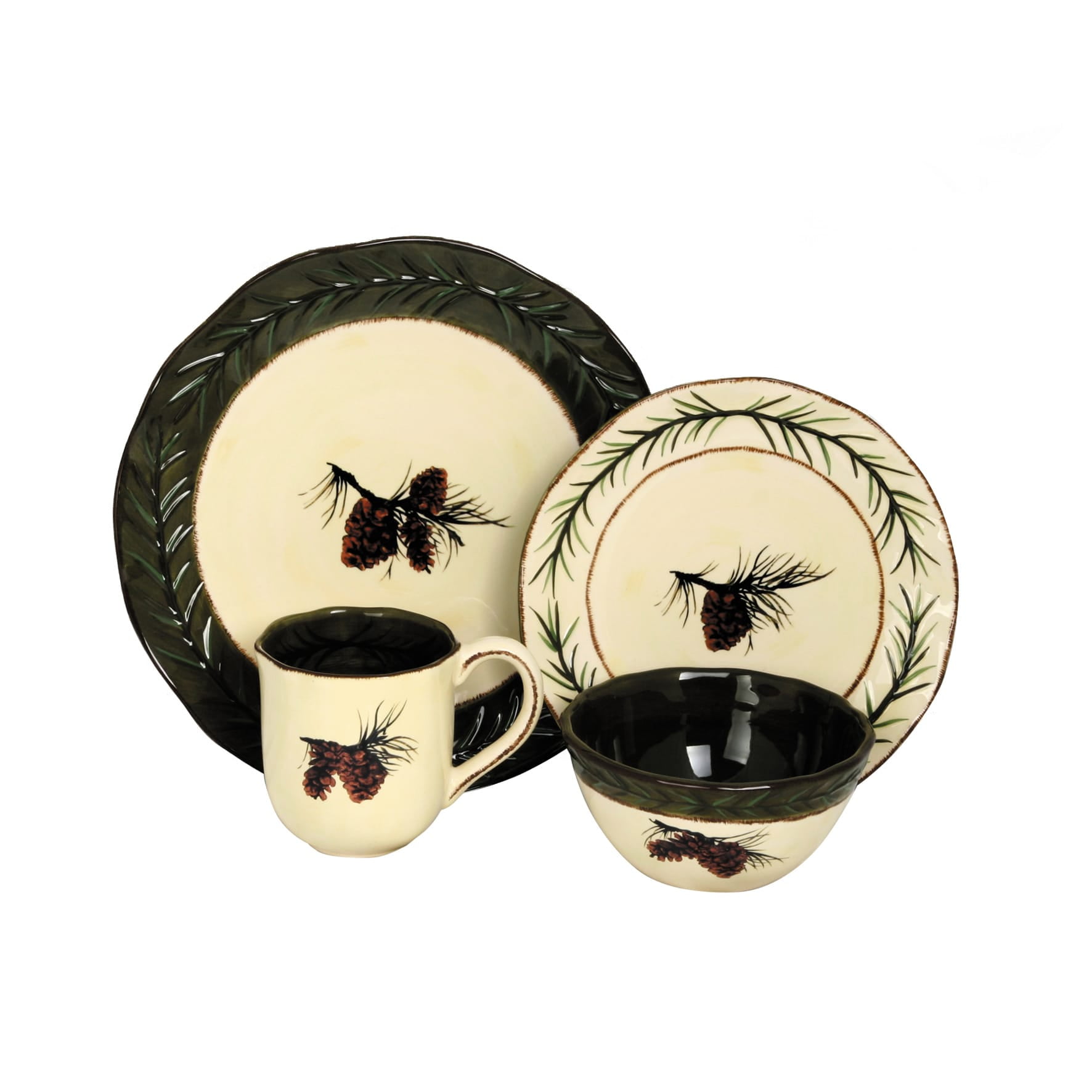 HiEnd Accents 16Piece Pine Cone Dinnerware Set