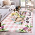 thumbnail image 2 of Easter Gnomes Area Rugs Collection 3'x5', Watercolor Floral Daisy Eggs Spring Pink Plaid Non Slip Indoor Rectangle Throw Runner Rug Floor Mat Carpet for Living Room Dining Table Bedroom Nursery, 2 of 9