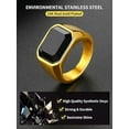 thumbnail image 4 of ChainsHouse 14K Gold Plated Rings for Men Black Onyx Stone Stainless Steel Band Ring Birthday Christmas Valentines Jewelry Gift, Size 07-14, 4 of 7