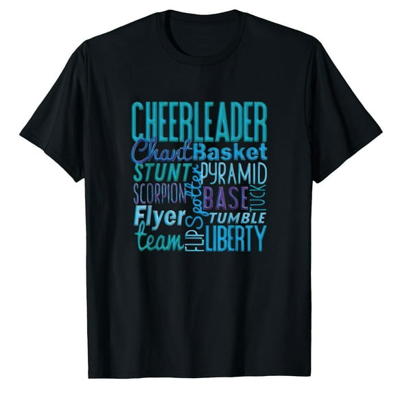 AALJY Cute Cheerleader Gift, Blue Cheer Moves Cheerleading T-Shirt