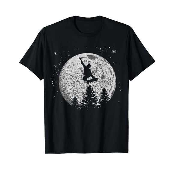 Skater Skateboarder Skateboard Moon Skateboarding Gift T-Shirt Black