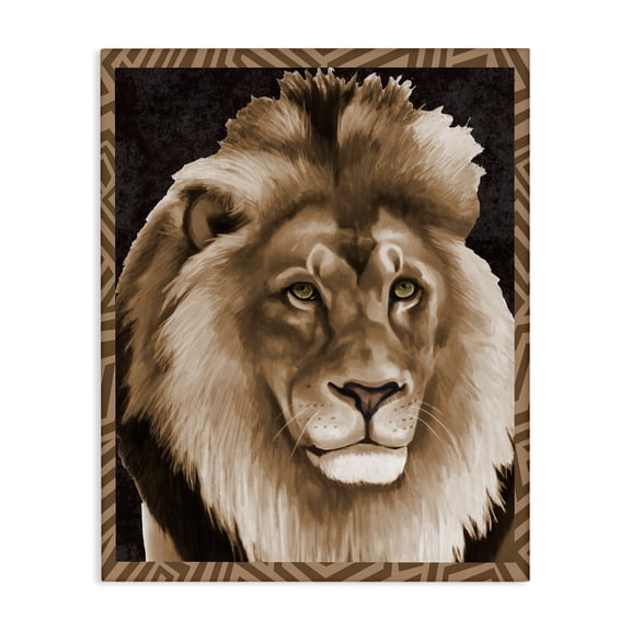 Stupell Industries Bohemian Lion with Geometric Border Canvas Art, 16 x 20, by Lucca Sheppard