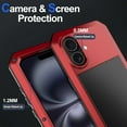 thumbnail image 5 of ELEHOLD for iPhone 16 Plus Case, Outdoor Sports 360° Full Body Protective Cover with Tempered Glass Screen Protector Heavy Duty Shockproof Rugged Metal Case for iPhone 16 Plus, Red, 5 of 8