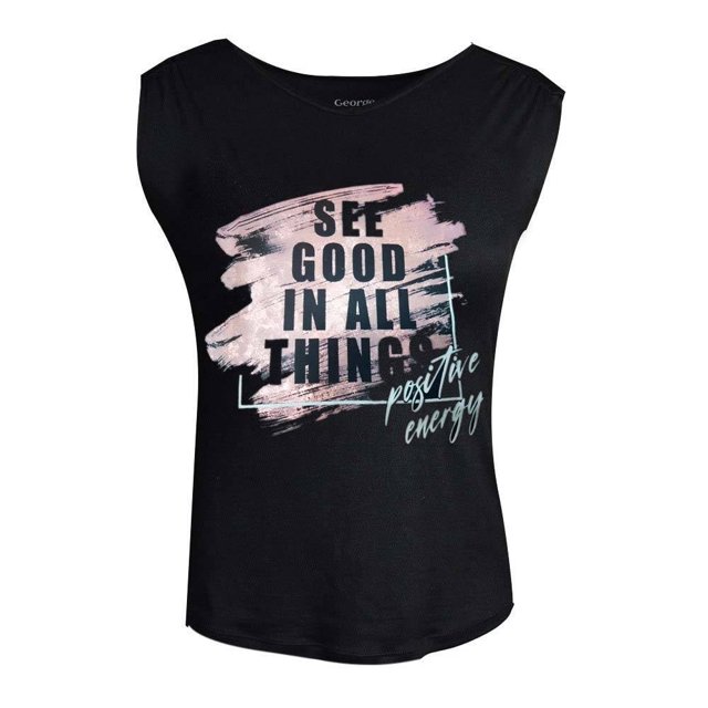Blusa George Talla G Estampado Localizado Negro
