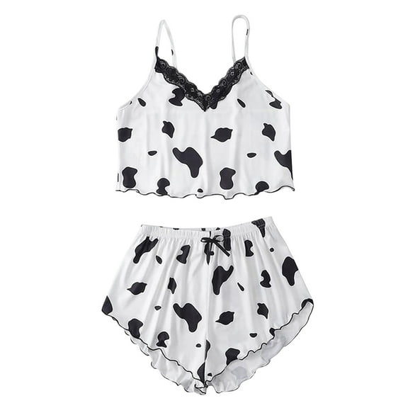 Ramiter Pajamas for Women 2Pcs Women Satin Silk Sleepwear Pyjamas Set Pijama Suit Female Sleep Two Piece Set Plus Size L,White