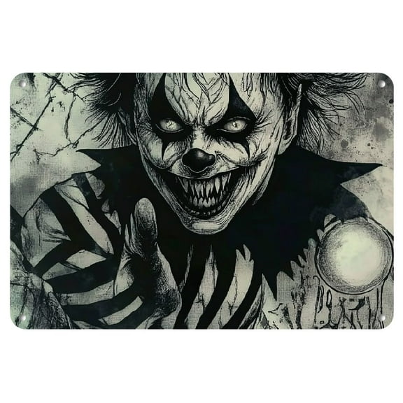 1pc Vintage Metal Tin Sign, 8x12 Inch Frameless Horror Movie Themed Wall Art, Home Theater, for Man Cave, Bar Decor, Auminum Construction