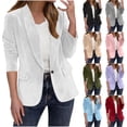 thumbnail image 2 of Yuanlook Women's Summer Casual Blazer, Wrinkle Resistant Light Loose Roll Sleeve Woven Jacket S-XXL,Tops, 2 of 9