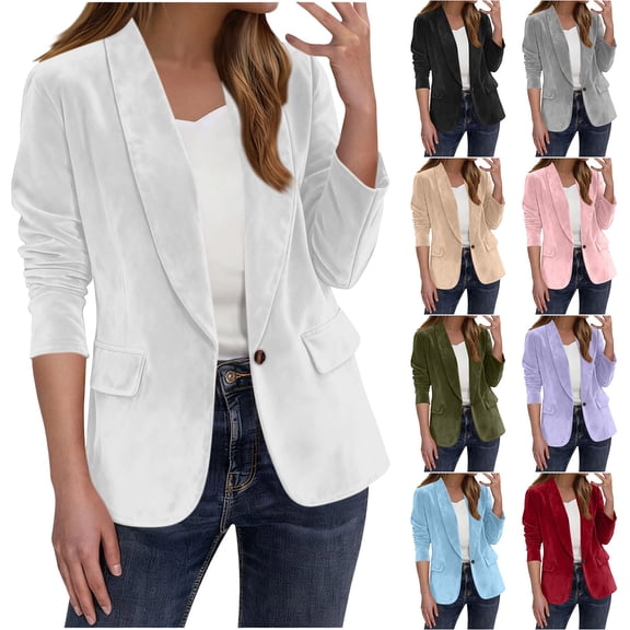 Hueook Suede Jacket Women Solid Color Casual Fashion Long-sleeved Cardigan Jacket Coat Top White XL