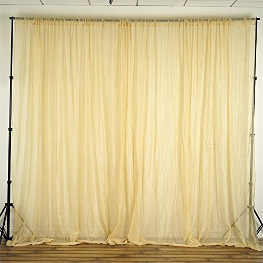 AK TRADING CO. 120" Wide (10Ft Wide) Sheer Voile Drape Panels for Backdrop, Wedding Events, Ceiling Drapes, Event Masking, Decor - Select from 6ft to 50ft Length. (10 feet x 10 feet, Champagne)