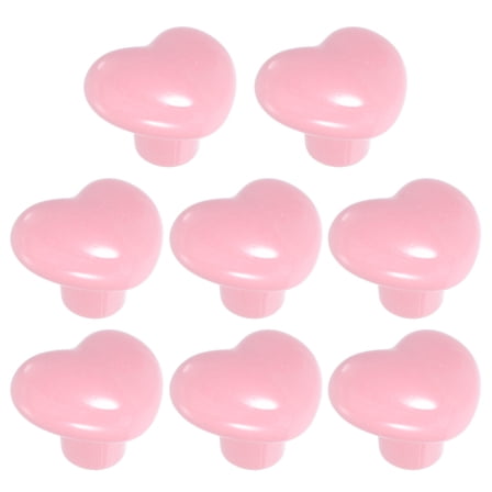 Milisten 8Pcs Pink Ceramic Heart Knobs Drawer Pulls for Cabinets Dressers Closet Wardrobe