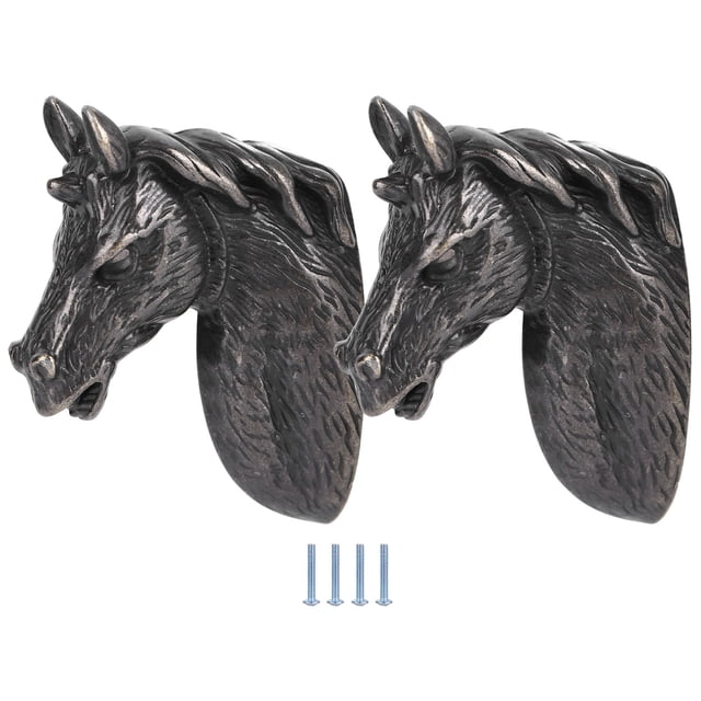 Herrajes para gabinetes Jadeshay 2 juegos de manijas de cabeza de caballo Aleación de zinc