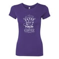 thumbnail image 2 of Wild Bobby Saved By Jesus Fueled By Coffee Inspirational/Christian Women Slim Fit Junior Tee, Purple Rush, X-Large, 2 of 5