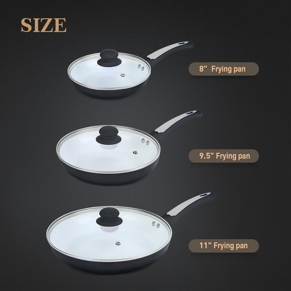 Kitchen Cookware Sets Nonstick Ceramic Bule,1.2 Quart Pot Saucepan with  Lid+8 inch Small Frying Pan +9.5 Hard Anodized Frying Skillet Pan,  Induction