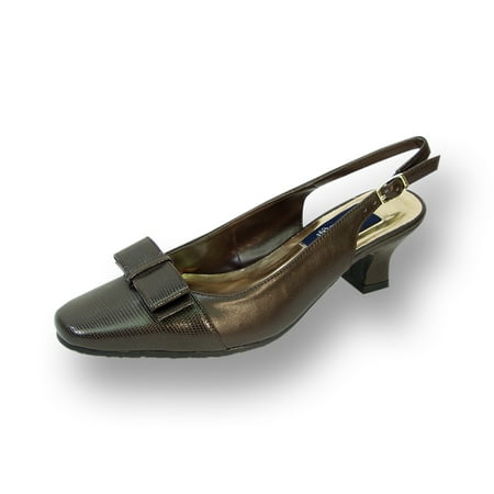 Wide Brown Leather - Adalyn Women Wide Width Leather Slingback Pump BROWN 9.5