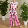 thumbnail image 7 of KDDYLITQ Valentines Jumpsuit for Women Sleeveless Button Strap Overalls Love Heart Graphic U Neck Wide Leg Casual 2026 Holiday Pants with Pocket Light pink 3XL, 7 of 7