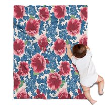 Pioneer Flower Floral Print Pattern Blanket,Comfortable Soft Lamb Wool Throw Blanket,All Season,Warm Lightweight Blankets for Sofa Bed Couch Living Room Chair,30"x40"