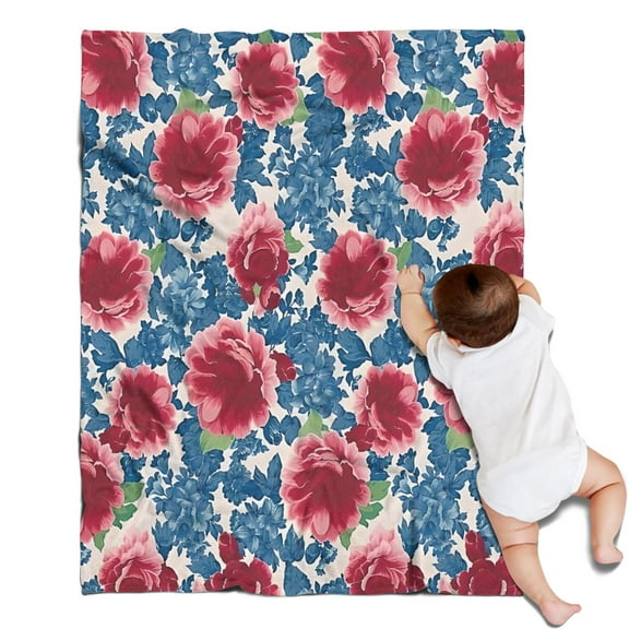 Pioneer Flower Floral Print Pattern Blanket,Comfortable Soft Lamb Wool Throw Blanket,All Season,Warm Lightweight Blankets for Sofa Bed Couch Living Room Chair,30"x40"