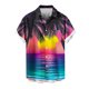 thumbnail image 5 of Blusa y camisa de manga corta con cuello vuelto para hombre, blusa informal de moda con cuello vuelto, blusa estampada de manga corta con botones, blusa de poliéster para hombre, 5 of 6