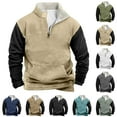 thumbnail image 4 of Quinlirra Mens Sweatshirts Hoodies Men Casual Fashion Stand Collar Color Block Zipper Pullover Long Sleeve Tops Sweatshirt, 4 of 4