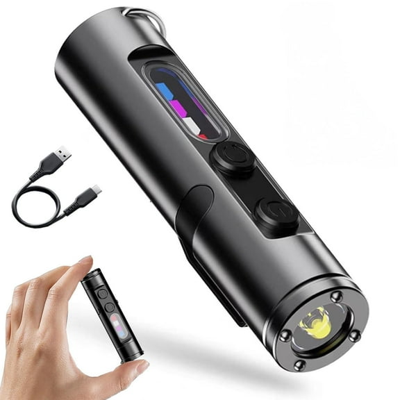 500 Lumens Rechargeable EDC Flashlight, Magnetic Pocket Keychain Light with Hat Clip, Waterproof, 3 Brightness Modes for Camping, Emergency & Everyday Carry
