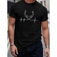thumbnail image 1 of T-Shirt Décontracté pour Hommes avec Imprimé de Cerf - Polyester Doux, Col Rond, Manches Courtes, Lavable en Machine - Polyvalent et Élégant pour Toutes les Saisons pour Adultes, Hommes, Femmes, Adolescents, Adolescents, Jeunes, 1 of 6