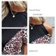 thumbnail image 5 of Camisa con estampado de leopardo y hombros descubiertos Camisa de verano con bloques de color de leopardo informal con cuello redondo y manga corta Negro M, 5 of 6