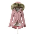 thumbnail image 2 of QATAINLAV Womens Winter Coats Warm Thickened Sherpa Lined Jacket Solid Color Hooded Outerwear Parka Jackets Overcoat, Pink, S, 2 of 7