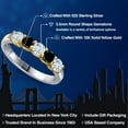 thumbnail image 2 of Gem Stone King 925 Silver and 10K Yellow Gold Sky Blue Aquamarine and Black Diamond Wedding-Bands Ring for Women | 0.85 Cttw | Round 3.5MM | Gemstone March Birthstone | Size 5, 2 of 6