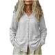 thumbnail image 1 of Camisas de Cuello de la Tripulación de Manga Corta para Mujeres Botón de Cuello en V Delantero de Manga Larga Mezcla de Ropa de Cama Abierta Casual Top, Camisas de Cuello de la Tripulación de Manga L, 1 of 5