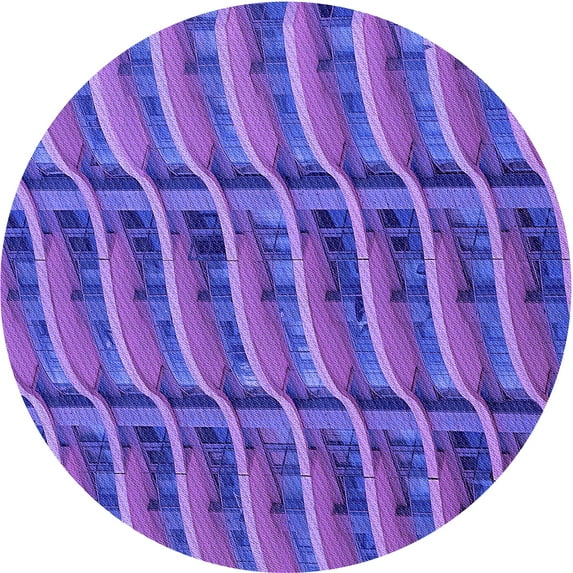 Ahgly Company Indoor Round Patterned Purple Mimosa Purple Area Rugs, 8' Round