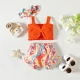 thumbnail image 2 of Youmylove Toddler Girls Sleeveless Bowknot T Shirt Vest Tops Floral Prints Shorts Headbands Outfits Toddler Girl Clothes, 2 of 4