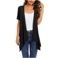 thumbnail image 3 of Fesfesfes Tshirt Women Casual Solid Short Sleeve Cardigans Drape Open Front Lightweight Summer High Low Hem Tops With Pocket Womens Casual Tops 2XL(US:12), 3 of 8