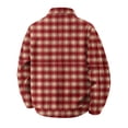 thumbnail image 6 of Havenx Mens Plaid Print Corduroy Jacket Long Sleeve Button Down Shirt Jackets with Pockets Lapel Collar Coat Work Fall Winter Vintage Casual Loose Fit Clothing,Vermilion S, 6 of 6