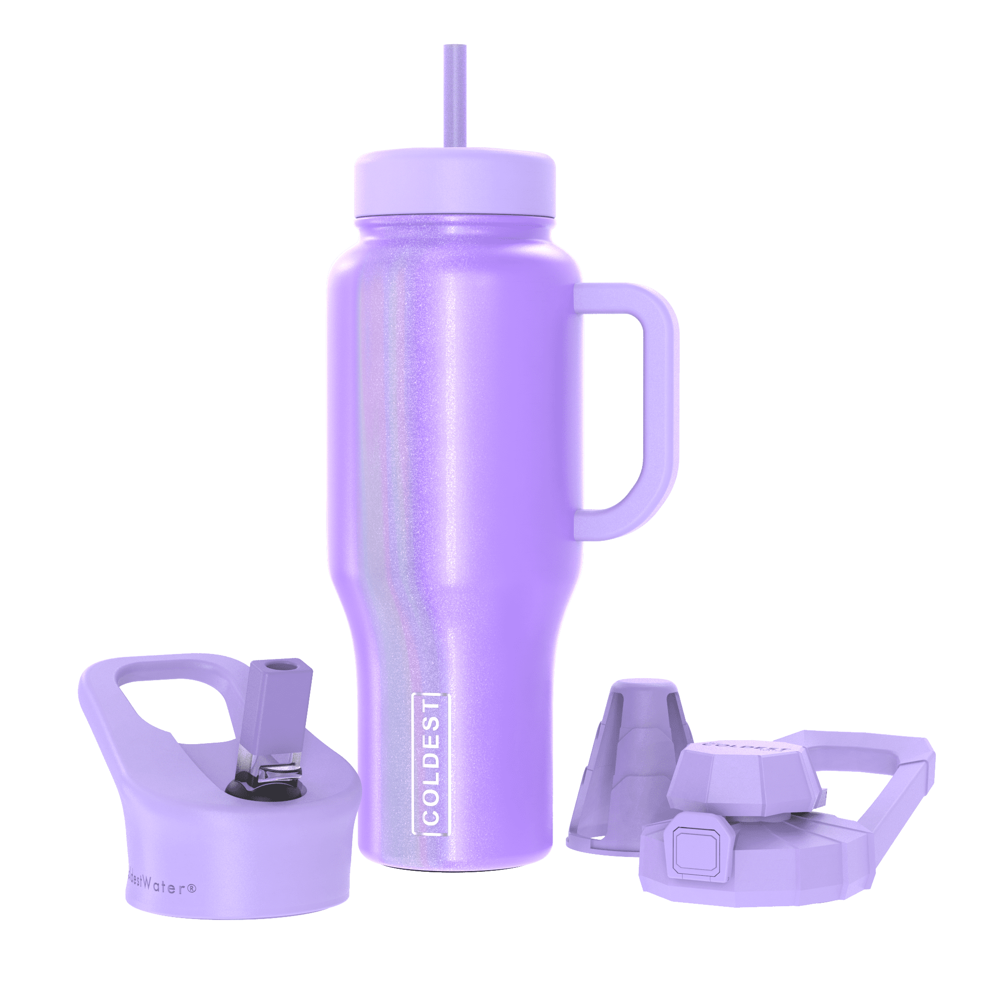 Coldest Tumbler with Handle and Straw Lid, 3 Lids Insulated