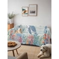 thumbnail image 6 of Teal Coastal Turtle Sofa Covers for 2-3 Cushion Couch L-Shaped Sectional, Beach Nautical Ocean Coral Seahorse Washable Sofa Covers Slipcover for Living Room Furniture, Couch Cover Blanket 71"x134", 6 of 9