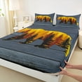thumbnail image 4 of Feelyou Jungle Bear Print Twin Sheet Sets, Vintage Blue Cabin Twin Fitted Sheet, Rustic Farmhouse Theme Flat Sheet, Microfiber Bedroom Decor, 3pcs, 4 of 8