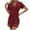 Wine, variant on Lopecy-Sta Two Piece Sets for Women Gift for Girlfriend Women V-Neck Splicing Short-Sleeved Solid Color Shorts Suit