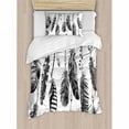 thumbnail image 3 of Ambesonne Feather House Simplistic Hand Drawn Design of Indian Feathers with Grunge Ritual Print Duvet Cover Set, 3 of 3