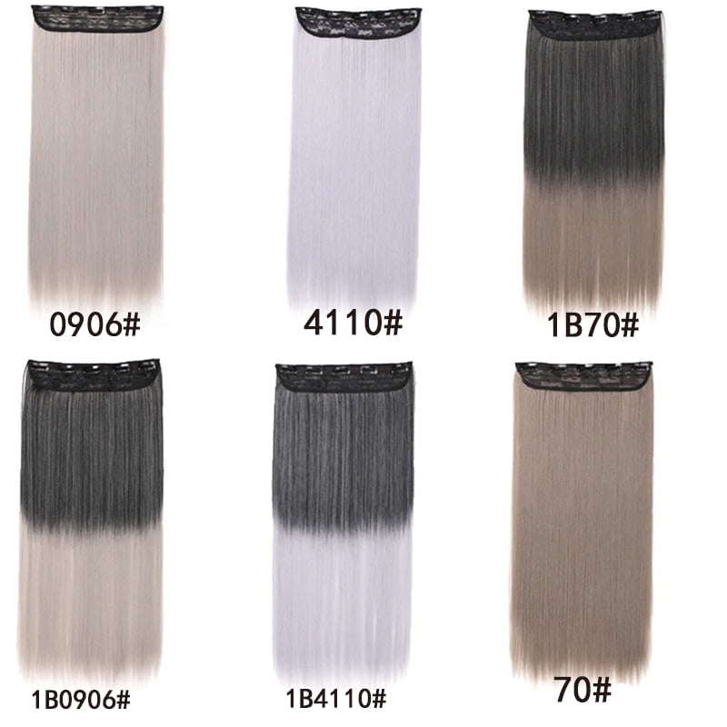 H&STAR  22Inch Synthetic  One Piece Gray Ombre Long Straight Hairpiece for Women Girl Hair Accessories